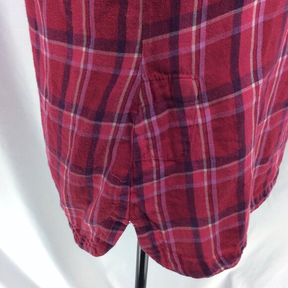 Columbia Plaid Henley Popover Top Womens Size Small Pink Long Sleeve Flannel - Picture 8 of 10